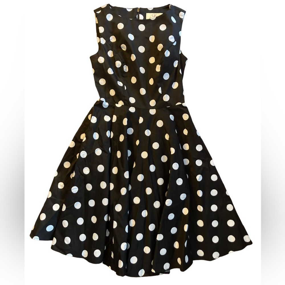 Grace Karin Rockabilly Swing Polka Dot Full Skirt Dress Size Small